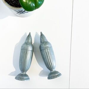 VINTAGE Silver Plated Steel Bullet Salt & Pepper